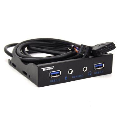 Tendak USB 30 2-Port 35 Inch Metal Front Panel USB Hub with 1 HD Audio Output Port1 Microphone Input Port for Desktop  20 Pin Connector and 2ft Adapter Cable