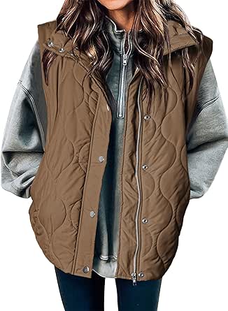 EVALESS Cropped Puffer Vest Women Lightweight Quilted Stand Collar Sleeveless Jackets Fall Button Zip Up Warm Coat Outerwear