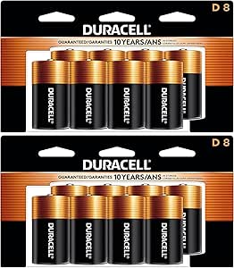 Duracell - CopperTop D Alkaline Batteries with recloseable Package - Long Lasting, All-Purpose D Battery for Household and Business - 8 Count (Pack of 2)