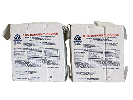 S.O.S. Rations Emergency 3600 Calorie Food Bar - 3 Day / 72 Hour Package with 5 Year Shelf Life 2 pack 1.6 lbs