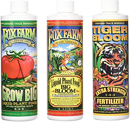 Fox Farm Liquid Nutrient Trio Soil Formula - Big Bloom, Grow Big, Tiger Bloom Pint Size (Pack of 3) (Pack of 2 1 Pint Each)