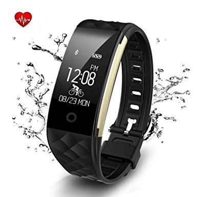 Fitness Tracker-Bluetooth Activity Wristband,Smart Bracelet with Sleep Quality Monitor,IP67 Waterproof Pedometer Samrt Watch with Heart Rate Monitor for IOS and Android(BLACK)
