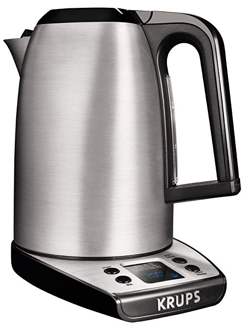 KRUPS Electric Kettle, Instant Coffee, Adjustable Temperature, Stainless Steel Housing, 1.7 Liter, Silver