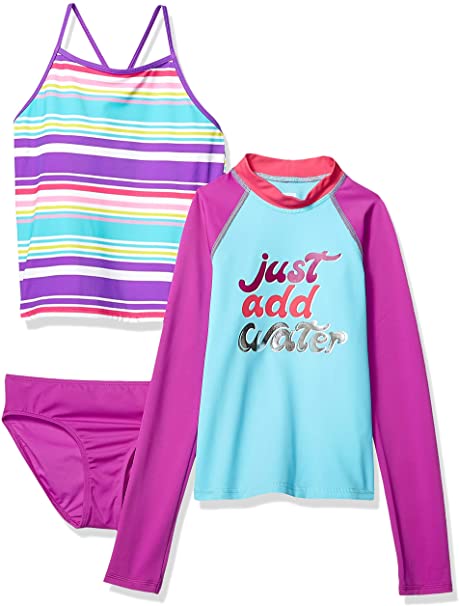 Spotted Zebra Girls and Toddlers' Tankini Rashguard Swimsuit Sets