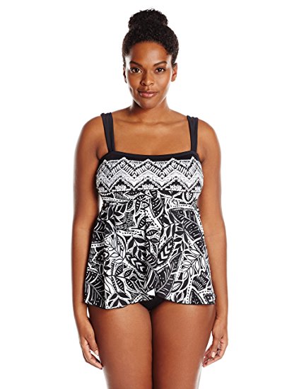 Maxine of Hollywood Women's Tribal Beat Draped One Piece Swimsuit
