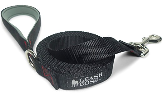 Leashboss 10 or 15 Foot Dog Leash with Padded Handle - Long Leash for Hiking, Camping, Exploring, or Walking