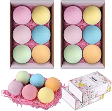 Coquimbo Bath Bombs Gifts Set, 6Pcs Handmade Bath Bomb with Natural Essential Oils, Moisturize Skin, Perfect for Bubble & Spa Bath, Best Gift for Kids, Women, Moms, Her(2 Pack)