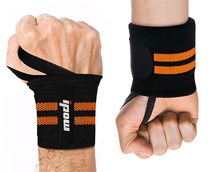 IPOW 18.5" Professional Quality Wrist Straps Support Braces Wraps Belt Protector With 2.5" Thumb Loops for Powerlifting, Bodybuilding, Weight Lifting, Strength Training, One Size fits all Men& Women