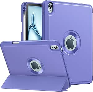 MoKo for iPad Air 11 Inch Case (M2) 2024, iPad Air 6th Generation Case/iPad Air 5th/4th Gen 2022/2020 with Pencil Holder, Smart Trifold Protective iPad Case, Hollow Logo/Auto Wake/Sleep, Lavender