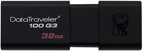 Kingston Digital 32GB 100 G3 USB 3.0 DataTraveler, Black (DT100G3/32GB)