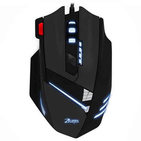 Zelotes T60 LED Wired Gaming Mouse 7200 DPI Ergonomic Optical Mice for Mac PC Computer Games