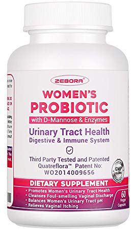 Probiotics for Women with D-Mannose for UTI & Digestive Health- Shelf Stable Probiotics with Organic Prebiotic for Feminine Health, Vegan, Gluten, Dairy & Soy Free 60 Capsules