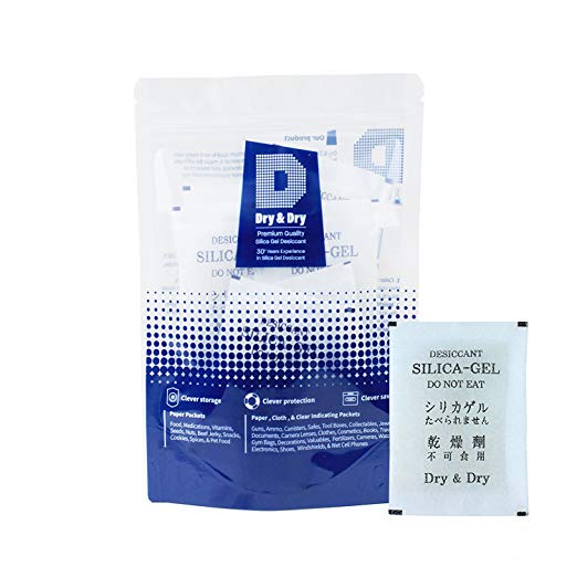 [15 Packets] 20 Gram "Dry&Dry" Silica Gel Packets Desiccant Dehumidifiers