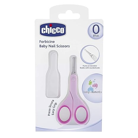 Chicco Baby Nail Scissor with Rounded Blade Ends for Safety, Easy Grip Handle, Grooming Accessory for Newborn Babies 0m  (Pink)