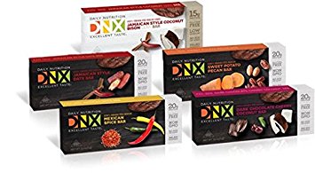 DNX - Protein Snack Bars, Sampler Pack of 5 Flavors - 7 Bars Total