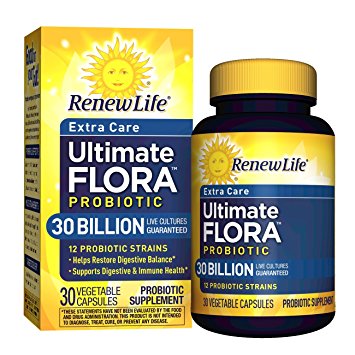 Renew Life - Ultimate Flora Probiotic Extra Care - 30 billion - daily digestive and immune health supplement - 30 vegetable capsules - Go Pack