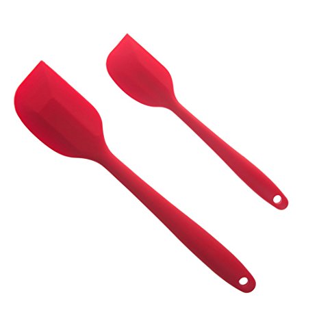 Sinide Silicone Spatula Utensil Set of 2,Heat-Resistant Spatulas Cooking Utensils, One Piece Design, Non-Stick Flexible Rubber Spatulas,Dishwasher Safe,Best Cooking Tool (Red)