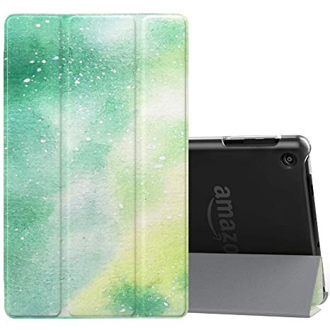 MoKo Case for All-New Amazon Fire HD 8 Tablet (7th/8th Generation, 2017/2018 Release)-Lightweight Slim Shell Stand Cover with Translucent Frosted Back for Fire HD 8, Dream Green (with Auto Wake/Sleep)