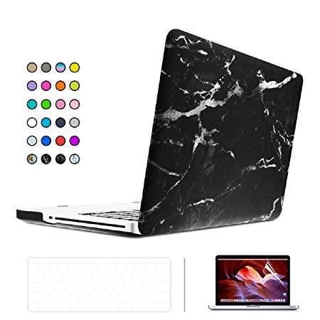 SUNKY MacBook Newest Pro 15 Case, Soft-Touch Series Plastic Hard Case Cover   Keyboard Skin   HD Screen Protector for Macbook Pro 15-inch 15" 2016 Release Touch Bar and Touch ID - Marble Black White