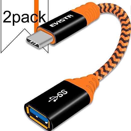 USB C to USB Adapter - 2Pack 0.6FT EVISTR Type C to USB 3.0 OTG Adapter On The Go Cable Compatible with MacBook Pro, Dell XPS, Chromebook, Samsung S10 S9 S8, Nintendo Switch, More Type C Devices
