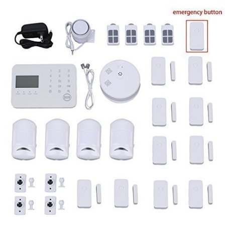 AuYou Wireless Home Security Alarm System Kit with Auto Dial PSTNGSM Alarm System SMS Phone Calls App Remote Control  smoke detector  Siren  DoorWindow contacts detect