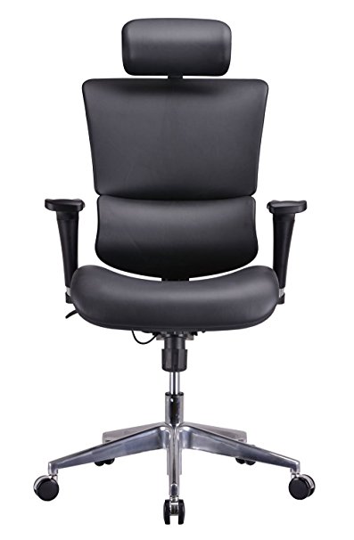 GM Seating Ergonomic Executive Genuine Leather Chair Dream Chair Chrome Base