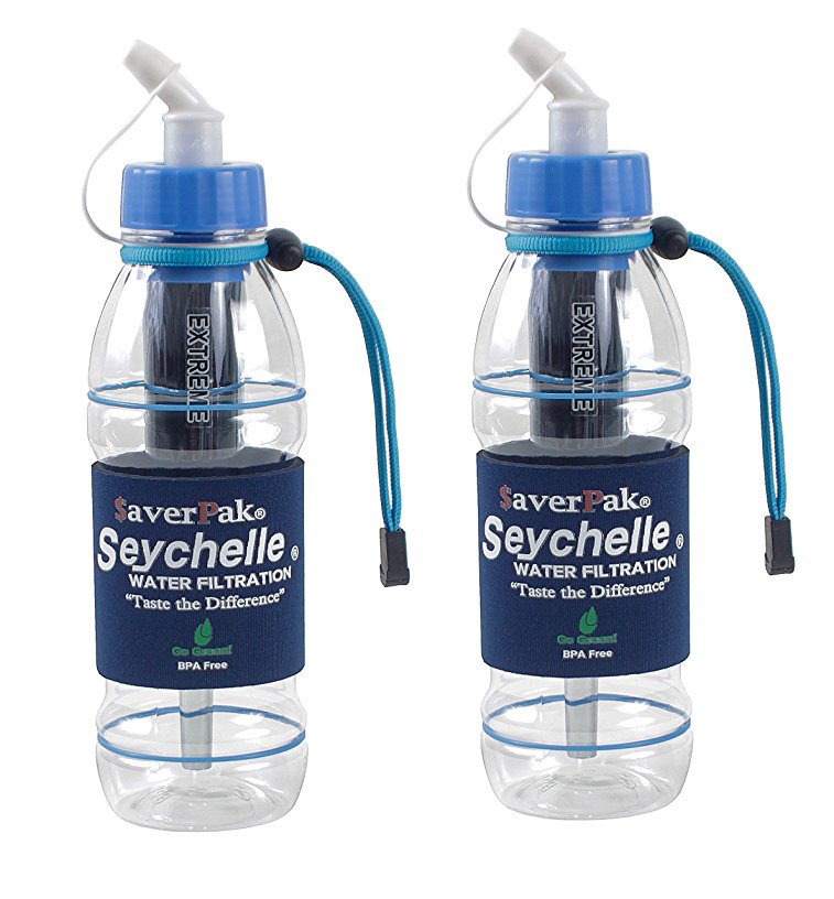 $averPak 2 Pack - Includes 2 Seychelle 20oz Extreme Water Filter Bottles (Blue)