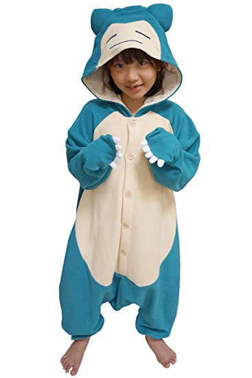 SAZAC Kigurumi - Pokemon - Snorlax - Onesie Jumpsuit Halloween Costume - Kids Size (5-9 Year Old) Blue