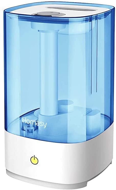 Homasy Cool Mist Humidifiers 4.5L [UPGRADED], 28dB Super-Quiet Air Humidifier for Cough, Aroma Oil Diffuser with 30 Working Hours, Auto Shut-off, Ultrasonic Humidifiers for Bedroom, Baby Room-BLue