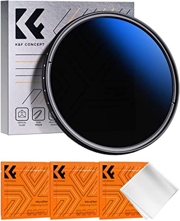 K&F Concept 46mm Variable ND Filter ND2 - ND400 Adjustable Fader Neutral Density, Ultra Slim Waterproof Multi Coating Optical Glass Lens Filter
