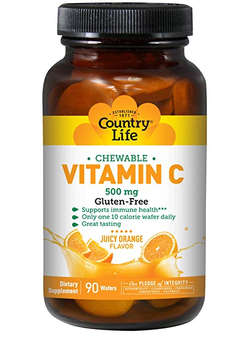 Country Life Vitamin C Wafer 500mg-Orange Juice Flavor 90 Chewable