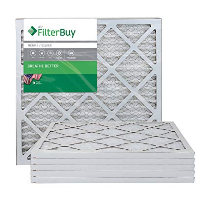 FilterBuy 20x21.5x1 MERV 8 Pleated AC Furnace Air Filter, (Pack of 6 Filters), 20x21.5x1 – Silver