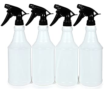 Vivaplex, 4, Large, 16 oz, Sturdy, Empty, Plastic Spray Bottles, with Black Trigger Sprayers