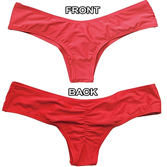 CROSS1946 Sexy Women's Bikini Thong Bottom Brazilian V Cheeky Ruched Semi Swimsuit