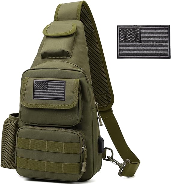 Novemkada Tactical Shoulder Bag - 1000D Molle Military Backpack Outdoor Daypack Chest Pack (Green)