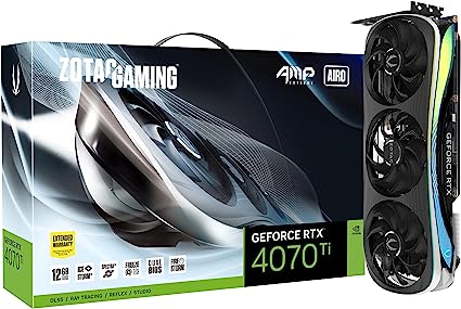 ZOTAC Gaming GeForce RTX 4070 Ti AMP Extreme AIRO DLSS 3 12GB GDDR6X 192-bit 21 Gbps PCIE 4.0 Gaming Graphics Card, IceStorm 2.0 Advanced Cooling, Spectra 2.0 RGB Lighting, ZT-D40710B-10P