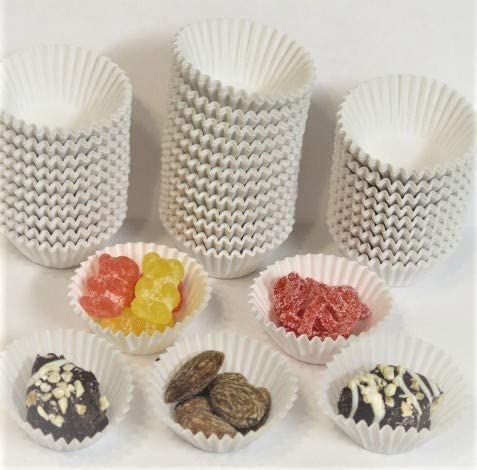 Decony Mini White Baking Cups candy cups 1" X 3/4" 1000/Pack - for mini cupcakes , nuts, truffles, chocolate , strawberries, and candy