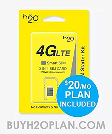 H2O Wireless 3-in-1 SIM Card with $20 First Month Prepaid Plan included