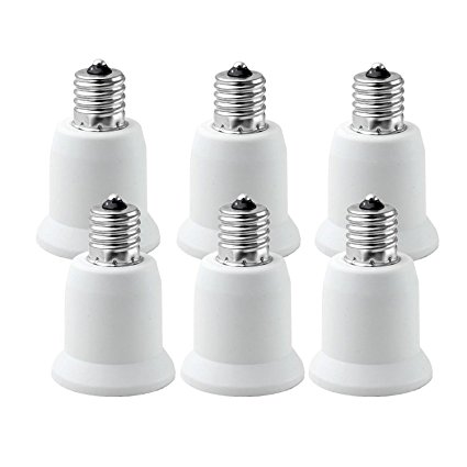 MINGER E12 to E26/E27 Adapter, Lamp Base Converter ,Converts Chandelier E12 Socket to E26/E27 Medium Socket (6-Pack)