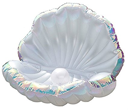 Inflatables Giant Seashell Swimming Pool Float ~ Pearl Ball & Pump Included.