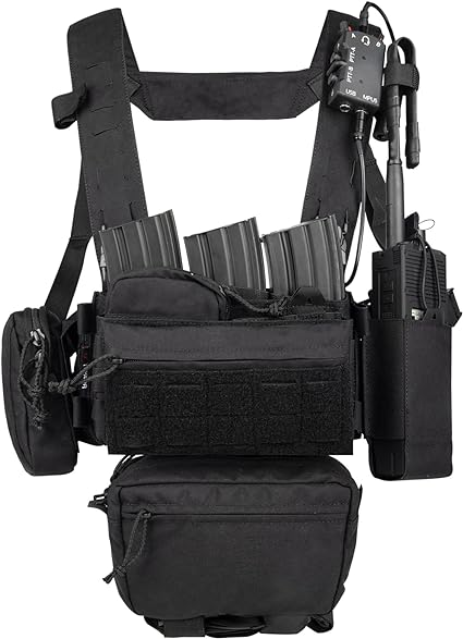 YAKEDA Tactical Chest Mini Rig Vest with Magazine Pouch Adjustable Detachable Laser-cutting Molle Modular Chest Vest