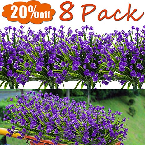 8PCS Artificial Flowers Outdoor UV Resistant Plants,July Now Deals 8 Branches Faux Plastic Corn-flower Greenery Shrubs Plants Indoor Outside Hanging Planter Kitchen Home Wedding Office Garden Deco