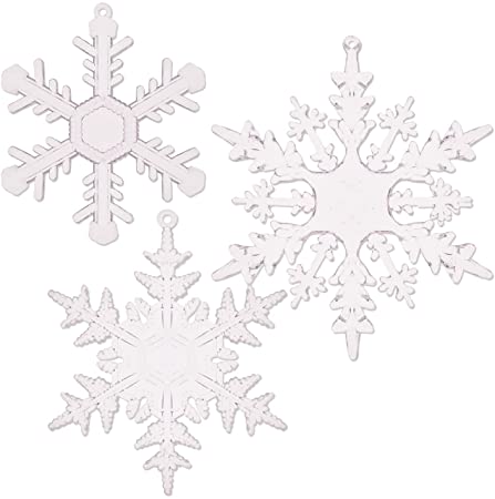 Azude Christmas Clear Acrylic Snowflake Ornaments, 12 pcs