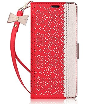 Note 8 Case, Galaxy Note 8 Case, WWW [ Mirror Series] PU Leather Case Kickstand Flip Case with Card Slots and Mirror for Samsung Galaxy Note 8 Red