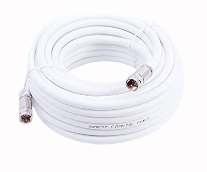 Smedz 25 m Fully Assembled Satellite Cable Extension Kit with F-Connector Connections Suitable for Sky, Freesat and Virgin Media - White