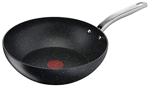 Tefal C6451942 Titanium Excel Wok Pan, Black Stone Effect, 28 cm