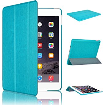 iPad Air 2 Case - Swees® PU Leather Smart Cover Case for Apple iPad Air 2 ( 6th Generation,2014 Released ) With Magnetic Auto Wake & Sleep Function - Blue (2-Year Manufacturer Warranty from Swees)