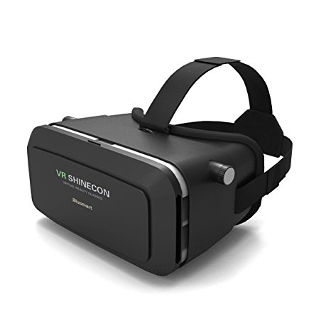 3D VR Glasses, Blusmart 3D VR Headset Virtual Reality Box with Adjustable Lens and Strap for iPhone 5 5s 6 plus Samsung S3 Edge Note 4 and 3.5-6 inch Smartphone for 3D Movies and Games(Black)