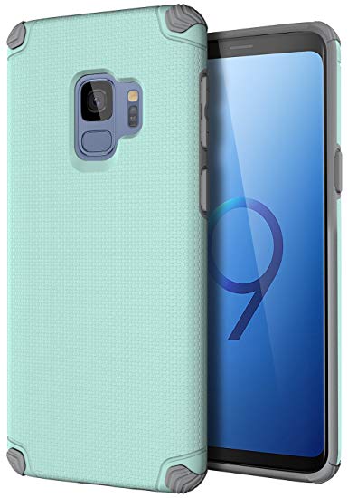 Galaxy S9 Case, CASEVASN [Dual Layer] [Shockproof] Armor Rugged Defender Shock Absorbent Defender Protective Case with Air Vent Magnetic Car Vent Mount Rubber for Samsung Galaxy S9 (Mint)