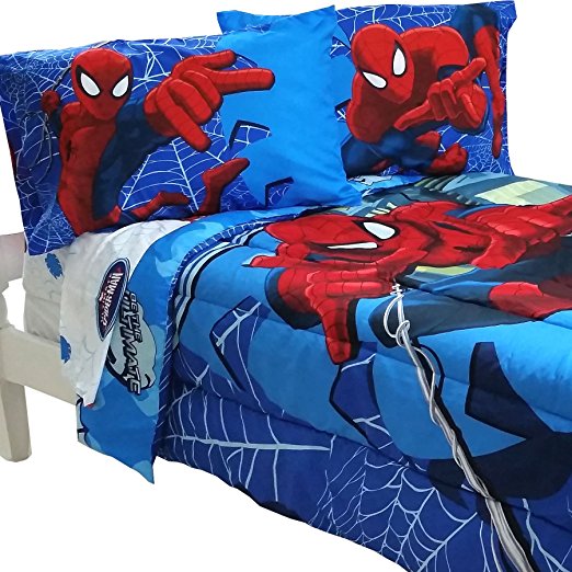 5pc Marvel Comics Spider-Man Full Bedding Set Spidey Astonish Comforter and Sheet Set